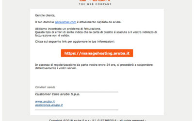 Problema email fasulle aruba